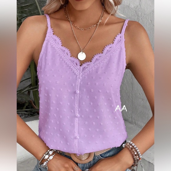 Classic Elegant Sheer Mesh Lace V Neck Cami Tank Top Blouse Shirt - Picture 6 of 10